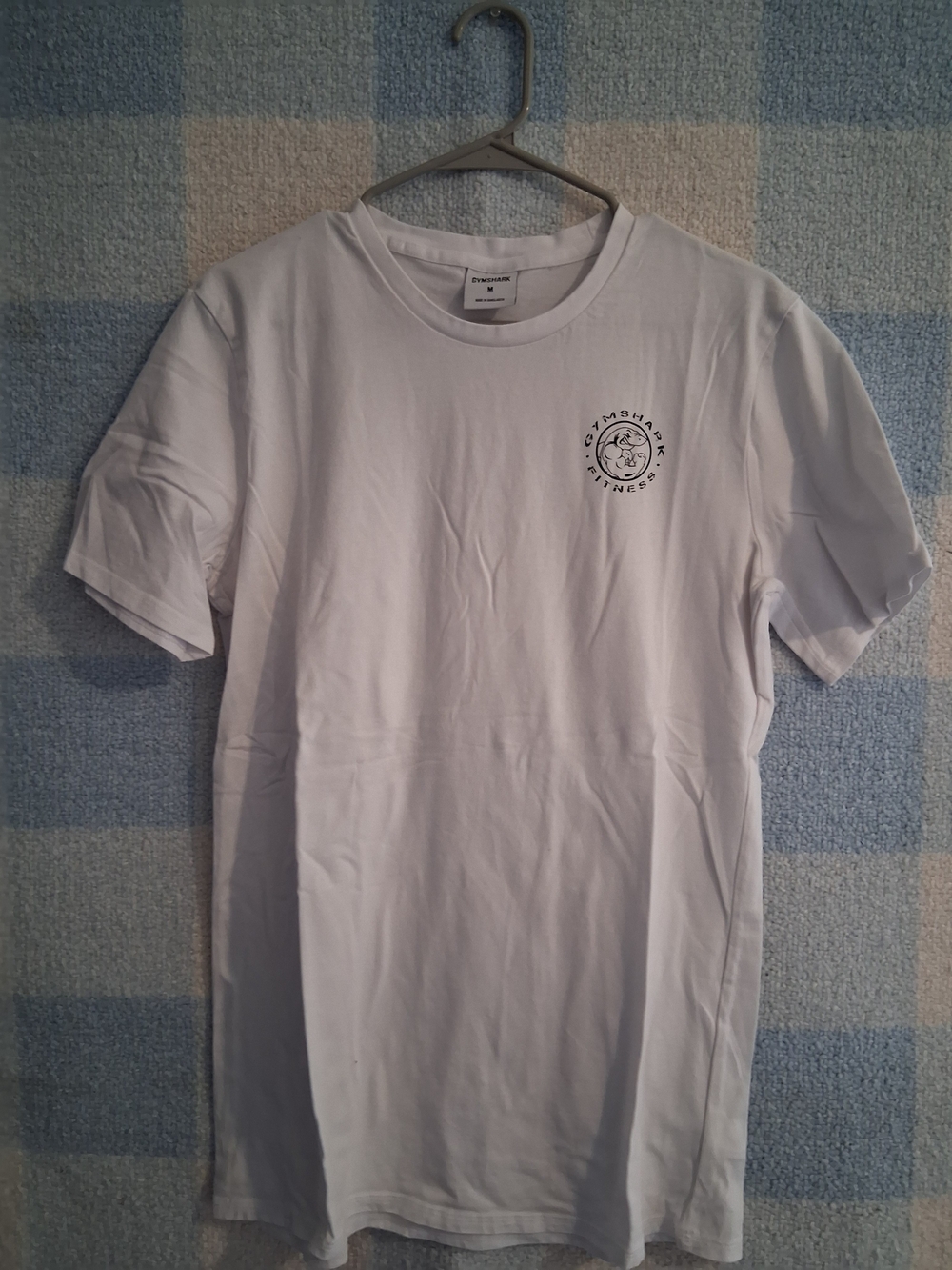 Gymshark White Short Sleeve Crewneck T-Shirt with Small Black Chest Logo